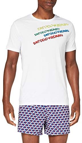 Swimwear Crew Neck Beachwear Pop Logo T-Shirt, Bianco (Bianco 00010), Medium Uomo