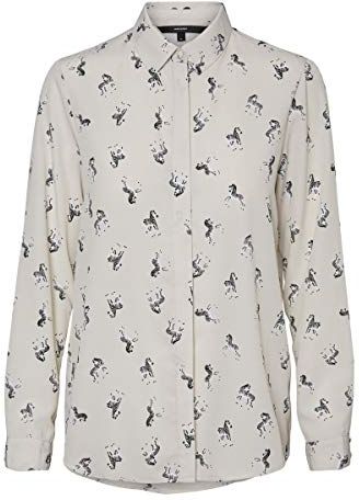 Vmfedora L/s Shirt Wvn Ga Camicia da Donna, Birch, M