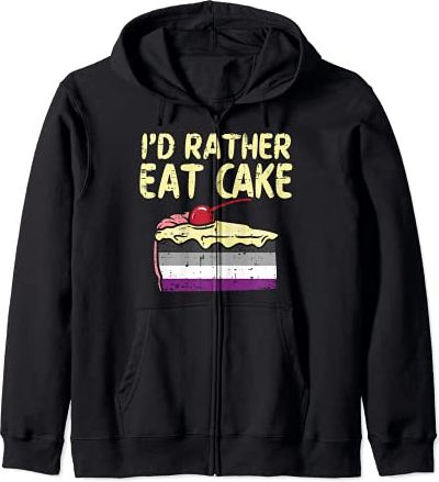 I'd Rather Eat Cake LGBTQ Asexual Flag Ace Pride Men Women Felpa con Cappuccio