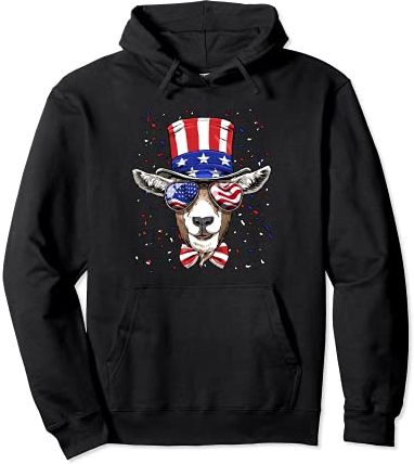 Goat 4th of July American Goat USA Flag Felpa con Cappuccio