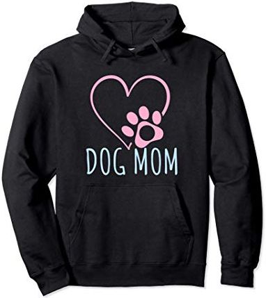 Dog Mom Hoodie Paw Print Heart Women Men Dog Lovers Gift Felpa con Cappuccio