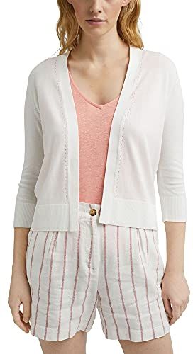 041EE1I310 Maglione Cardigan, 110/OFF White, XL Regular  Donna