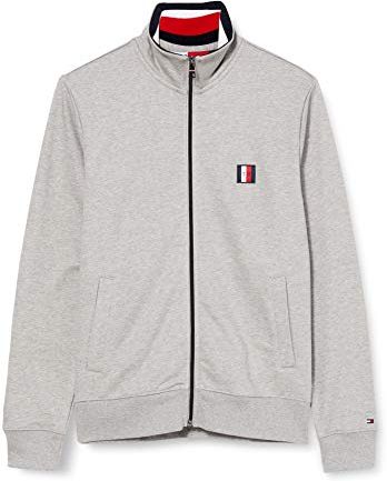 Global Stripe Zip Through Maglione, Grey, M Uomo