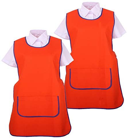 Set of 2 PCS - Grembiule Pulizia Uniforme di Lavoro Clinica Ospedale Pulizia Veterinario IGIENE OSPITALITÀ - Ref.868 - Medium, Arancione