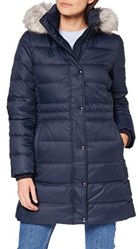 TH Ess Tyra Down Coat with Fur Giacca, Desert Sky, M Donna