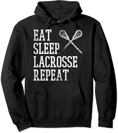 Eat Sleep Lacrosse Repeat Funny Lax Player Men Women Kids Felpa con Cappuccio