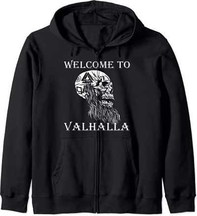 Benvenuti a Valhalla Odin Thor Runes Ragna Vikings Felpa con Cappuccio
