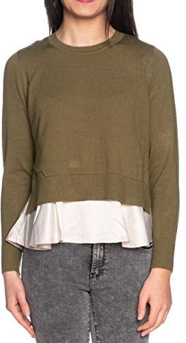 ONLLATISCHA L/S Mix Pullover Knt Maglione, Verde (Martini Olive Dettagli: W. Pumice Satin), M Donna