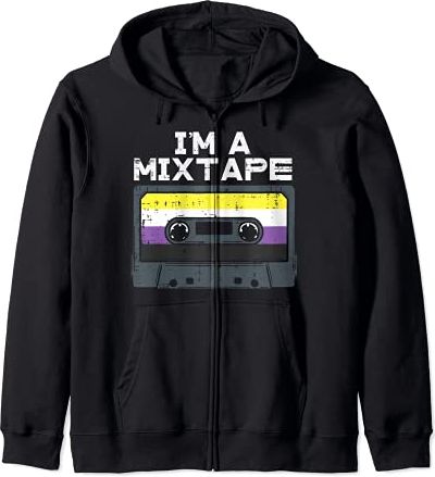 I'm A Mixtape Cassette LGBTQ Non-Binary Flag Genderqueer Felpa con Cappuccio
