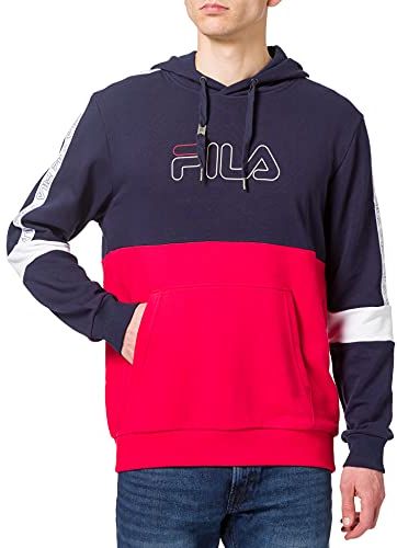 Jadon Blocked Tape Hoody Felpa con Cappuccio, Black Iris-True Red Bright White, S Uomo