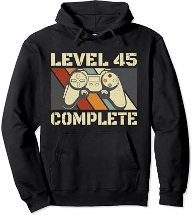 45 Anni Compleanno Uomo Donna Regalo Level 45 Complete Felpa con Cappuccio