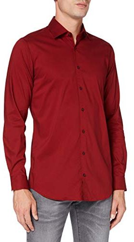 Langarm Hemd Camicia, Colore: Rosso, 41 Uomo