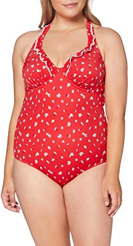Pour Moi? Sunset Beach Underwired Swimsuit Costume Intero, Red/White, 38D Donna