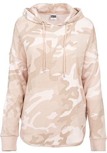 Ladies Oversized Hoody Felpa con Cappuccio, Burgundy Camo, S Donna