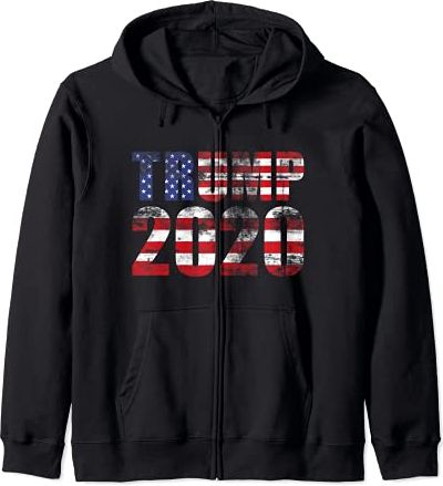 Trump 2020 Elezioni Vintage Donald Trump USA Bandiera Felpa con Cappuccio