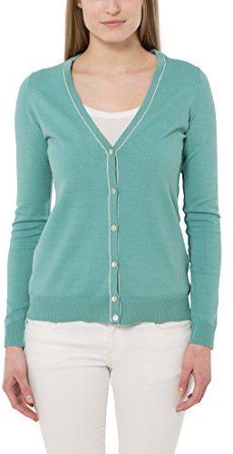 Cardigan da donna, giacca in maglia con lista a bottoni, in delicati colori estivi, Turchese, 38