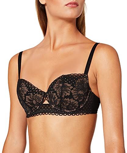 DOT Flowers Demi Bra, Noir (Noir 04), 4D Donna