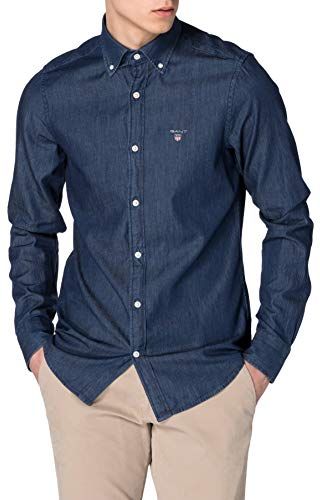 Slim Indigo BD Camicia, Blu Scuro, XXL Uomo