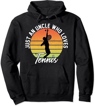 Funny Tennis Uncle who Loves Tennis Male Retro Felpa con Cappuccio
