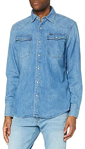 3301 Slim Shirt, Blu (Medium Aged D013-71), XS Uomo