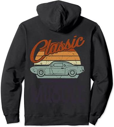 Regalo auto d'epoca uomo design classico Muscle Car Felpa con Cappuccio