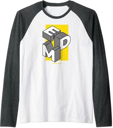 EDM (lettere a blocco) Maglia con Maniche Raglan