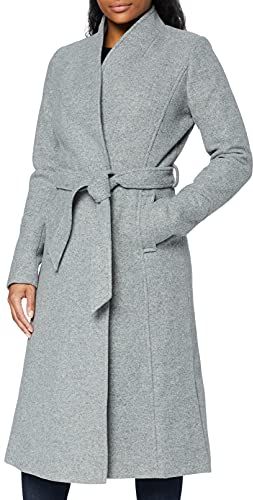 Marchio Amazon - find. Cappotto Lungo con Cintura Donna, Grigio (Grey), 44, Label: M