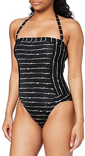 Swimwear Swimsuit Mania Tuta da Nuoto One Piece, Logo Bianco e Nero, M Donna