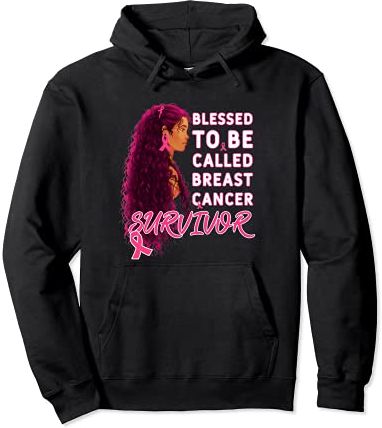 Pink Black Woman Blessed To Be Called Breast Cancer Felpa con Cappuccio