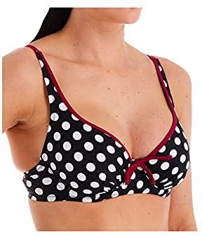 Pour Moi? Sea Breeze Spot Underwired Top Parte Superiore del Bikini, Black/White/Purple, 32F Donna