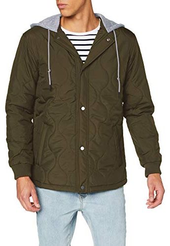 Quilted Hooded Jacket Giacca, Verde Oliva Scuro, XXXXXL Uomo