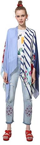 Poncho Adelaida Woman White Sciarpa, Bianco (Crudo 1001), Taglia Unica Donna