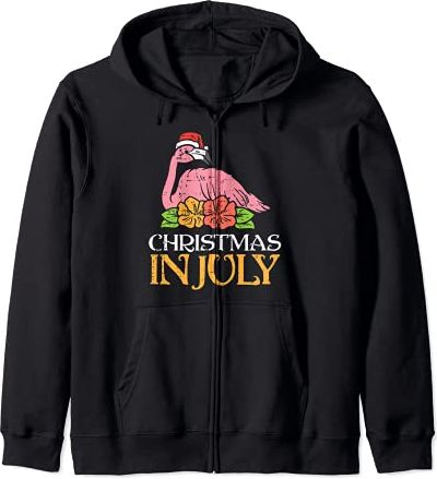 Flamingo Santa Christmas In July Summer Xmas Men Women Kids Felpa con Cappuccio