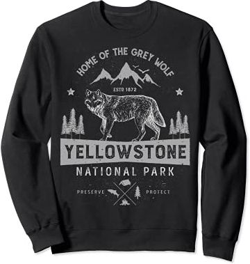 Yellowstone US National Park Wolf Lover Vintage Men Women Felpa