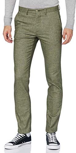 Denton Chino Wool Look Flex - Pantaloni Uomo, Verde (Utility Olive), W31 / L28