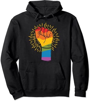 Power Fist Gay Pride Social Justice Equality LGBT-Q Ally Felpa con Cappuccio