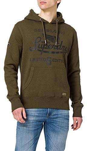 Military Graphic Hood Felpa con Cappuccio, Black Olive Grit, M Uomo