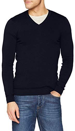 V Neck Sweater L/s Maglione, Blu 016, XL Uomo
