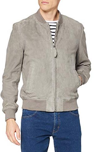 Bomber Suede Giacche di Cuoio, Light Grey, X-Large Uomo