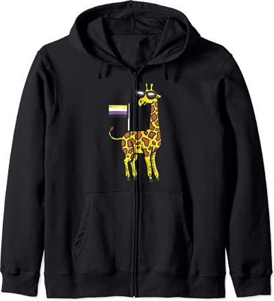 Giraffe Animal LGBTQ Non-Binary Flag Genderqueer Men Women Felpa con Cappuccio
