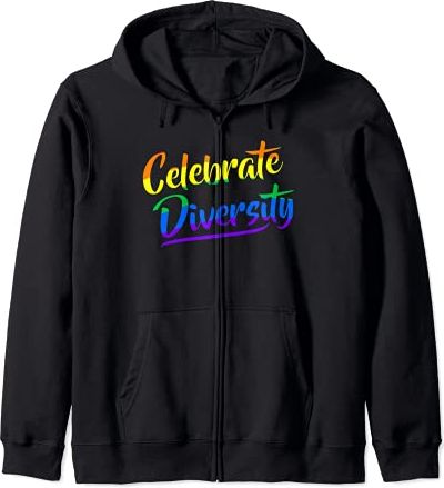 Celebrate Diversity Funny Cute Trendy Gay LGBTQ Ally Stuff Felpa con Cappuccio