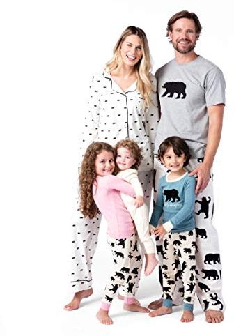 Little Blue House by Long Sleeve Pajama Sets Pigiama, Bianco (Black Bear 100), X-Large Donna