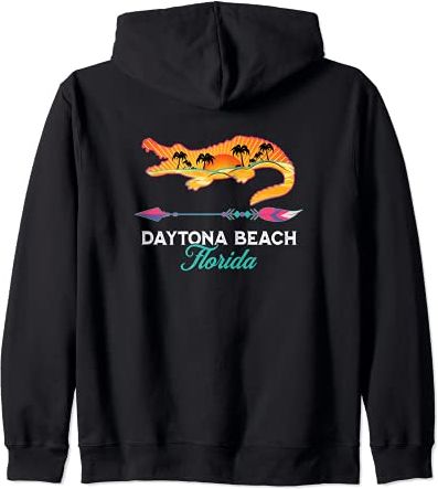 Daytona Beach Florida Alligator Retro Palm Trees Souvenir Felpa con Cappuccio