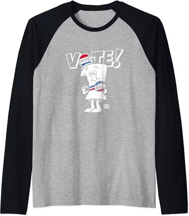 Vota con Bill con Tipo Bianco Maglia con Maniche Raglan