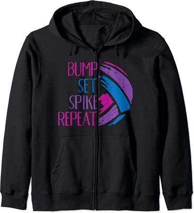 Bump Set Spike Repeat Volleyball Setter Spiker Men Women Felpa con Cappuccio