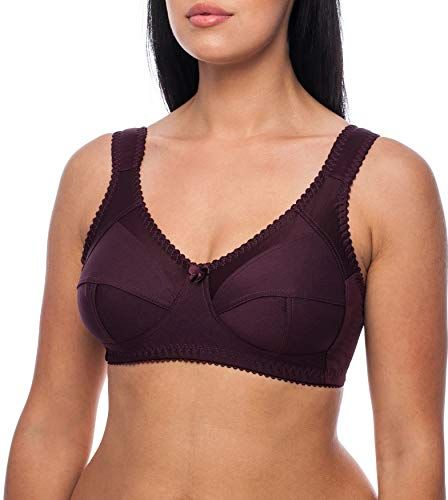 Reggiseno Senza Ferretto Contenitivo Taglie Forti Pizzo Donna Viola IT 9G