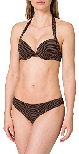 Swimwear Multifunction Push-up & Brief Bikini Silver & Bronze, Black Stripe Copper, L Donna