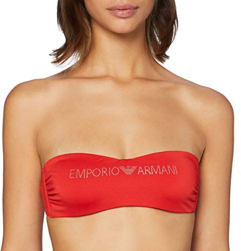 Swimwear Swimwear Padded Band Bra Beachwear Logo Marinière Reggiseno Bikini, Rosso (Rosso 00074), 46 (Taglia Unica: Large) Donna