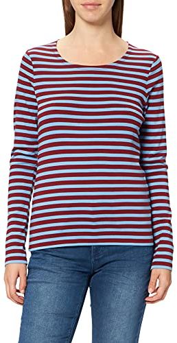 1X1 Rib Striped LS T-Shirt, Cabernet Red, L Donna