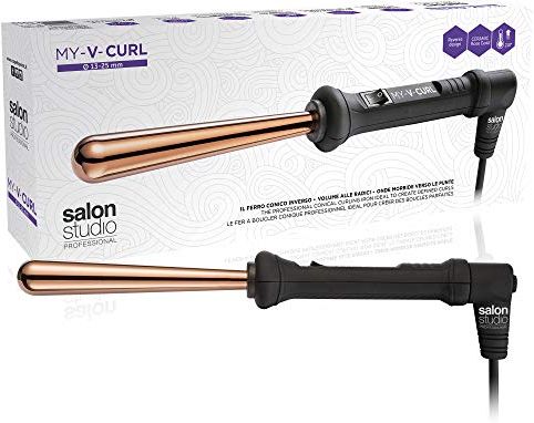 Salon Studio Professional - Ferro Conico Inverso My-V-Curl 13/25mm - Arricciacapelli a Cono per Capelli Ondulati - Controllo Temperatura fino a 210°C - Colore Rose Gold